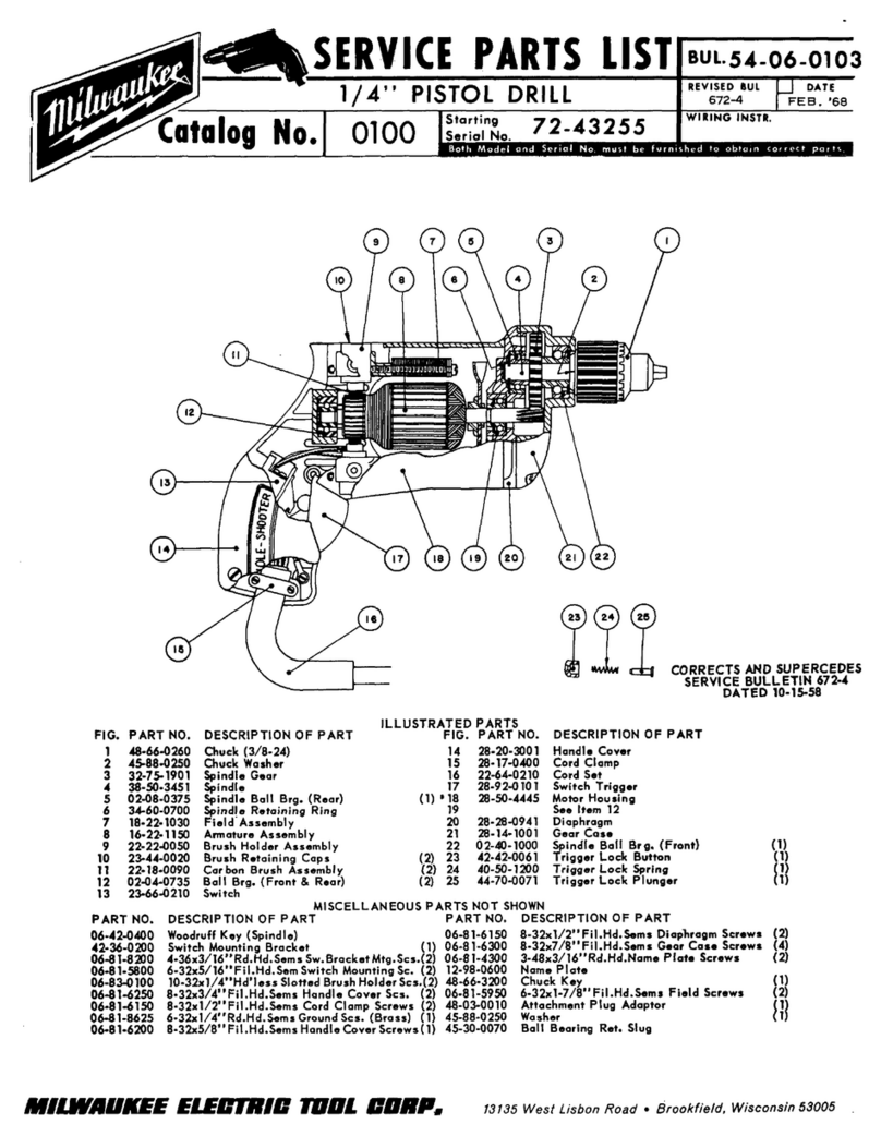 Milwaukee 54-06-0103 Service parts list