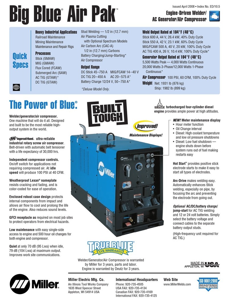 Miller Electric AC Generator/Air Compressor Specification sheet