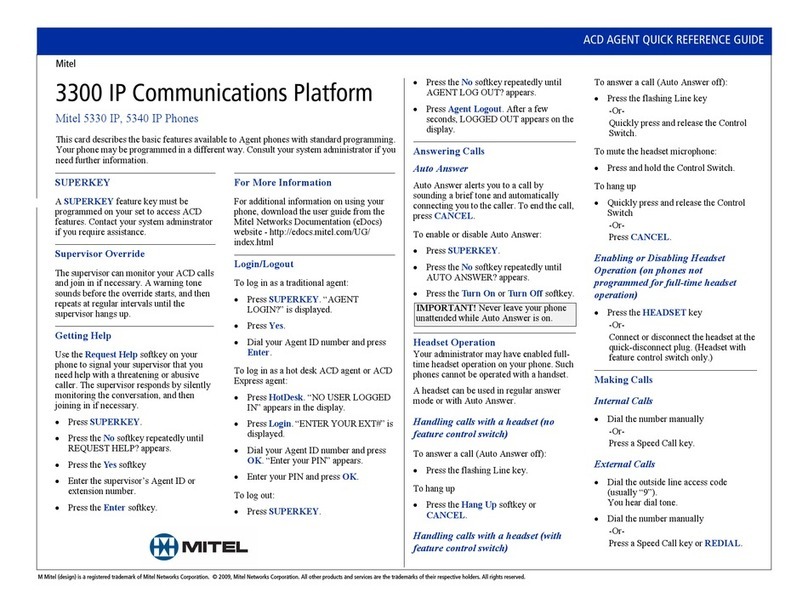 Mitel 5330 IP Quick reference guide