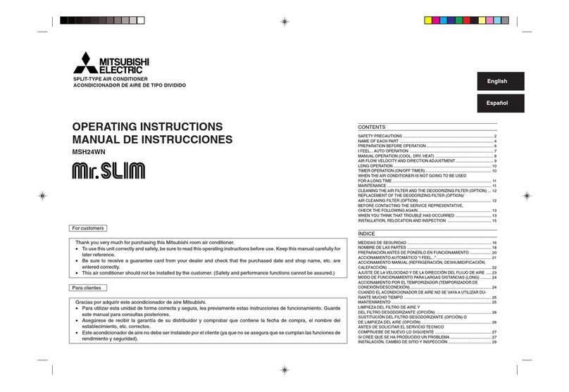 Mitsubishi Electric Mr.Slim MSH24WN User manual