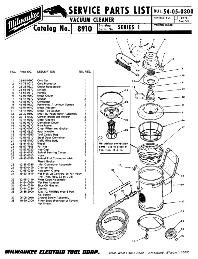 Milwaukee 8910 Service parts list