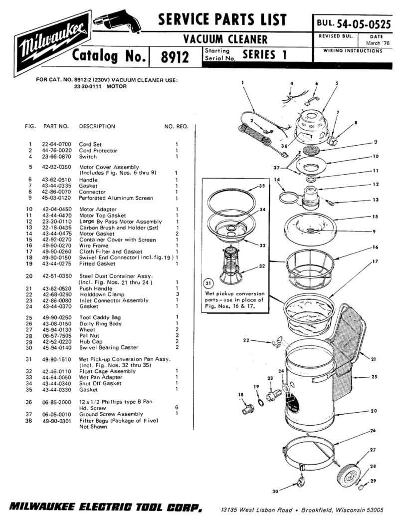 Milwaukee 8912 Service parts list