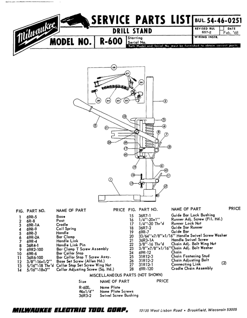 Milwaukee R-600 Service parts list