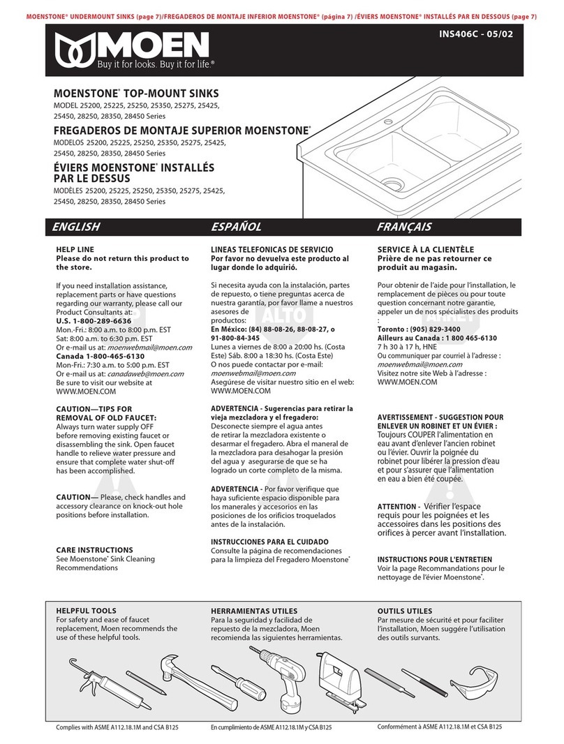 Moen MOENSTONE 25200 Series Operational manual Moen MOENSTONE 25200 Series Operational manual