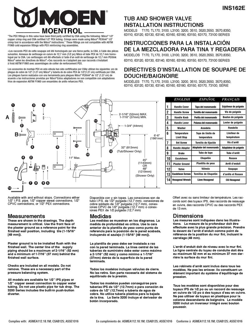 Moen INS162E User manual Moen INS162E User manual