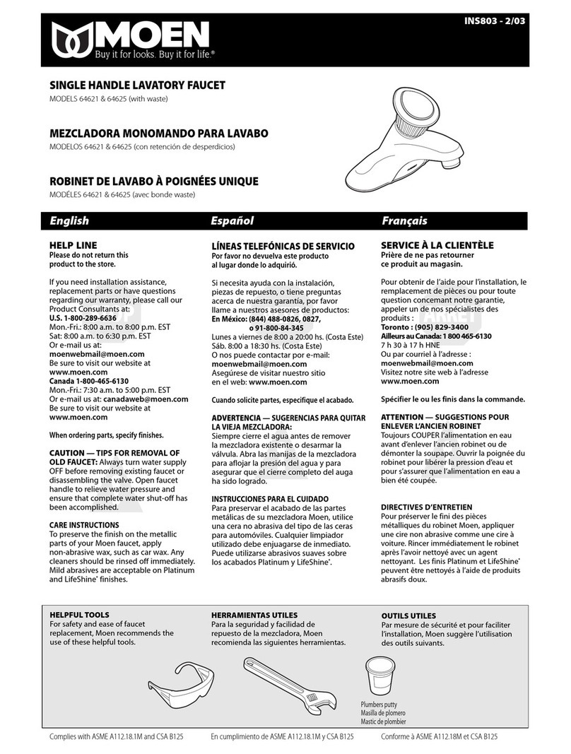 Moen 64621 Product user manual Moen 64621 Product user manual