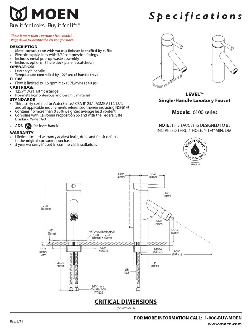 Moen 6100 Series Specifications Moen 6100 Series Specifications