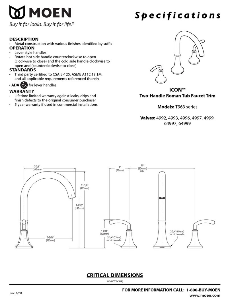 Moen 4992 Specification sheet
