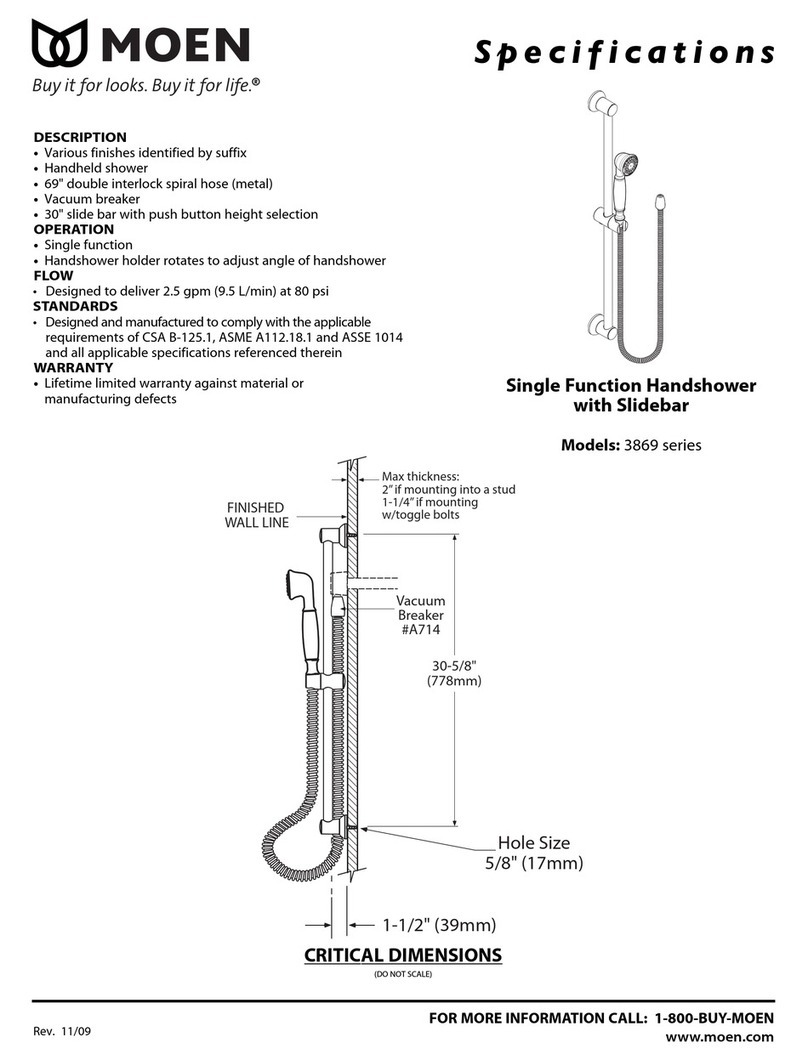 Moen 3869 Series Specifications Moen 3869 Series Specifications