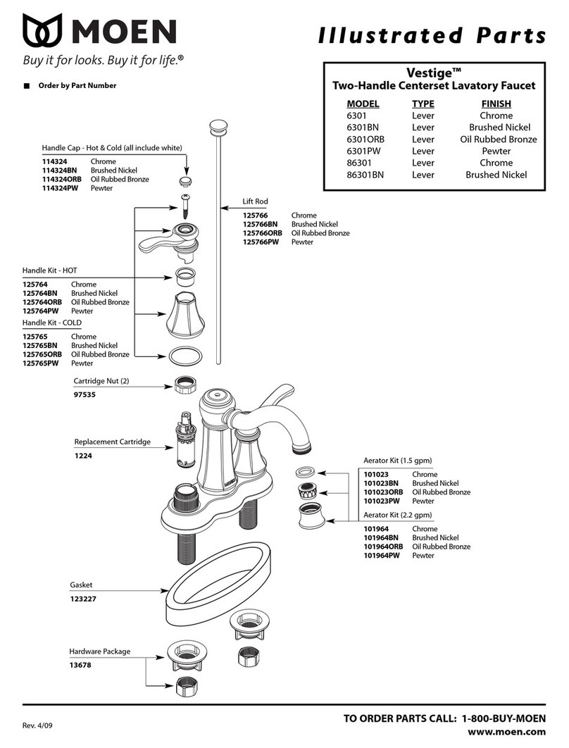 Moen Brushed Nickel 6301BN Illustrated parts list