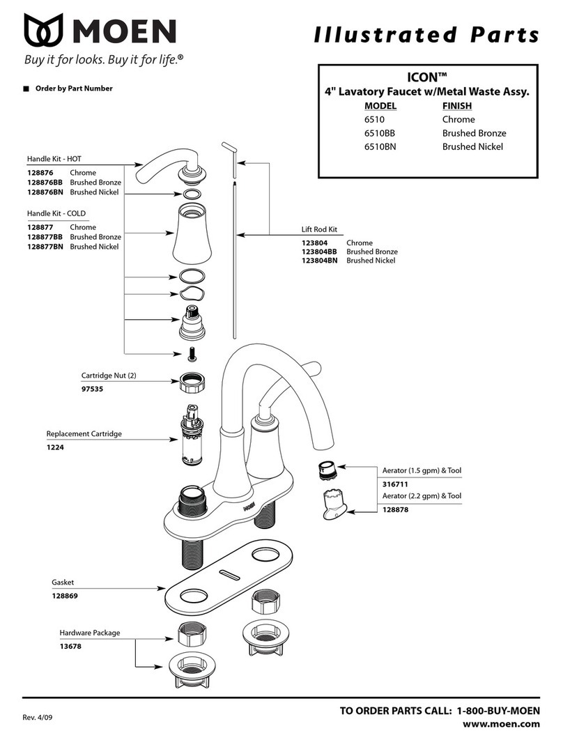 Moen Brushed Bronze 6510BB Illustrated parts list Moen Brushed Bronze 6510BB Illustrated parts list
