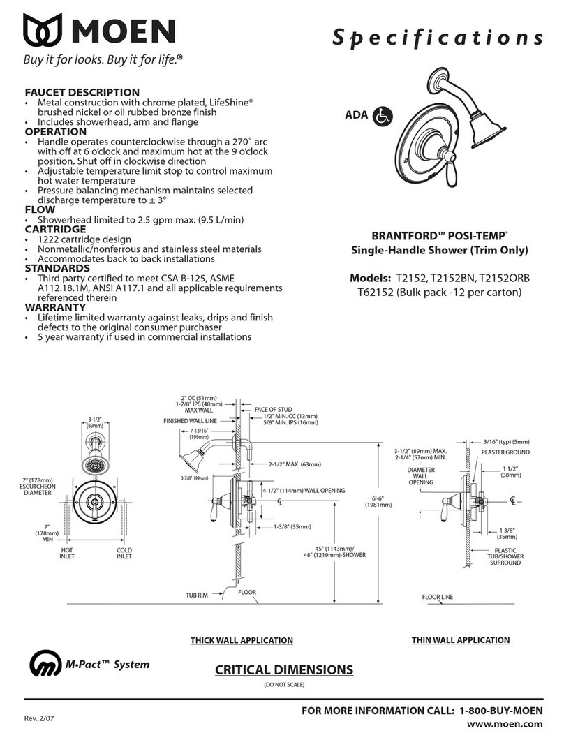 Moen BRANTFORD POSI-TEMP T2152 User manual