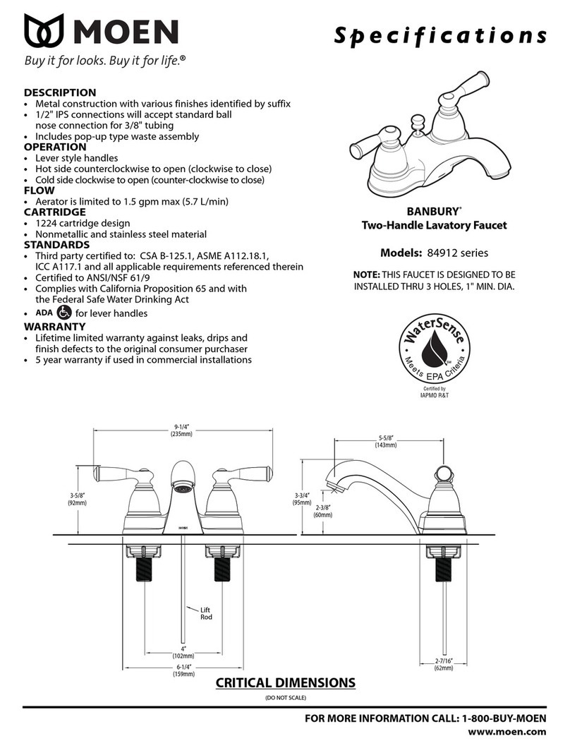Moen BANBURY 84912 Series Specifications