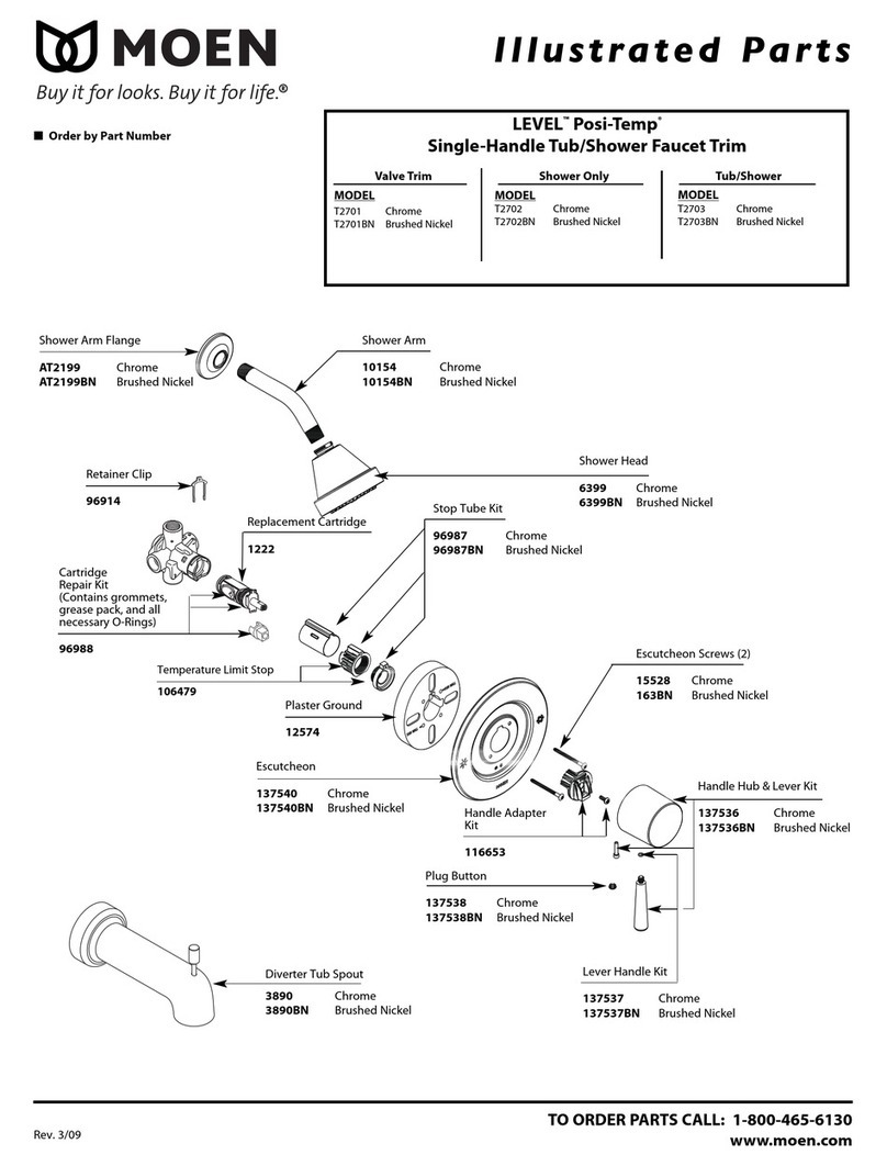 Moen Brushed Nickel T2703BN Illustrated parts list