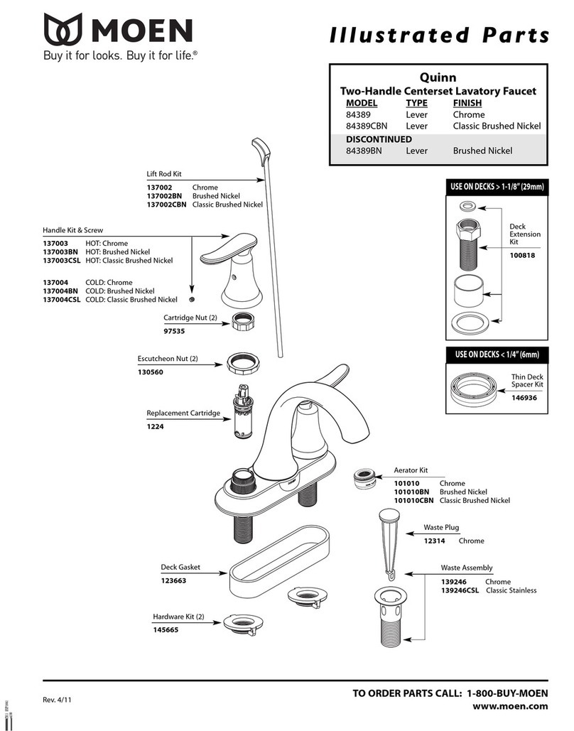 Moen Brushed Nickel 84389BN Illustrated parts list