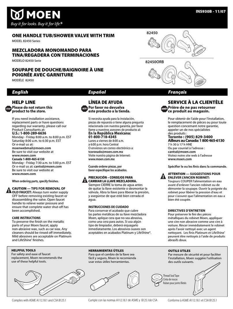 Moen 82450 Series User manual