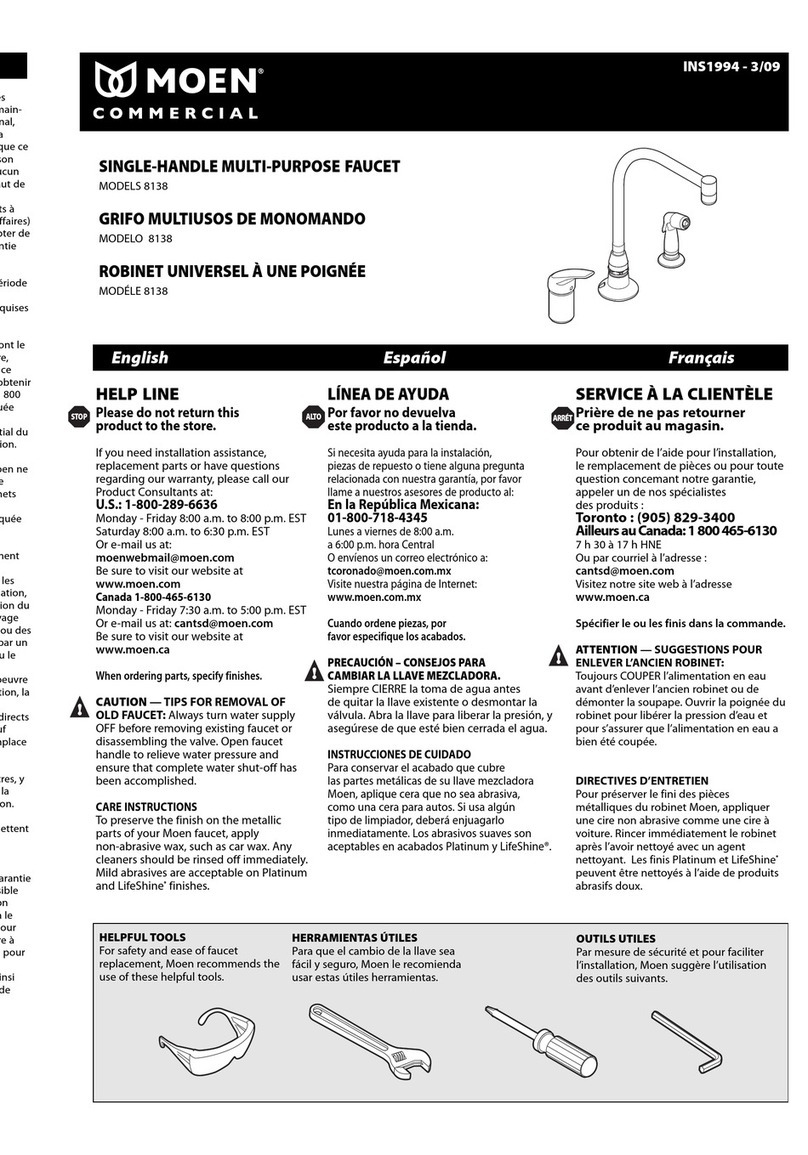 Moen 8138 Product user manual Moen 8138 Product user manual