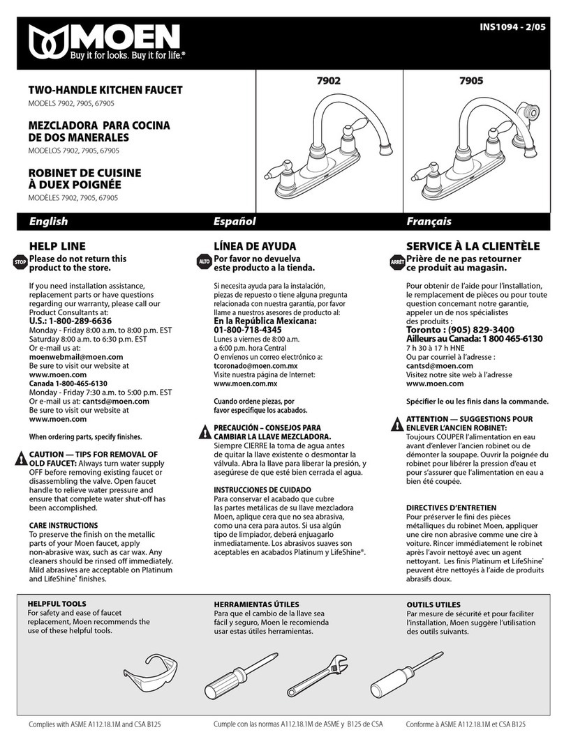 Moen 67905 Product user manual Moen 67905 Product user manual