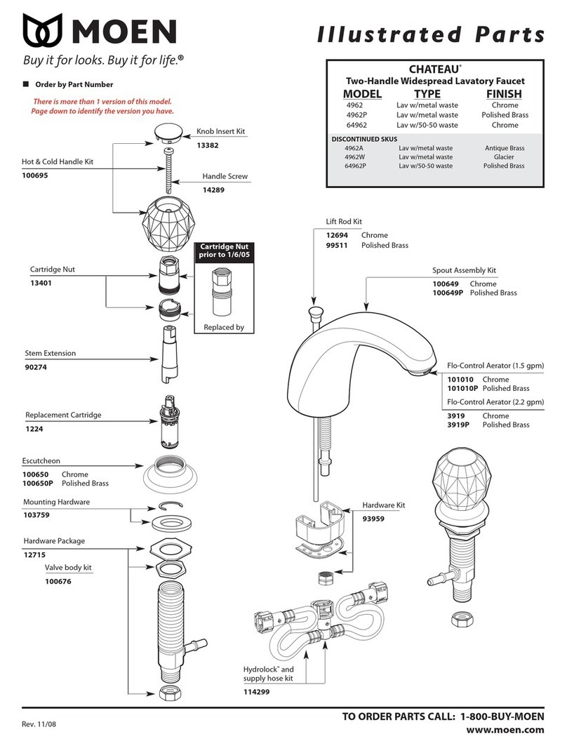 Moen Antique Brass 4962A Illustrated parts list Moen Antique Brass 4962A Illustrated parts list