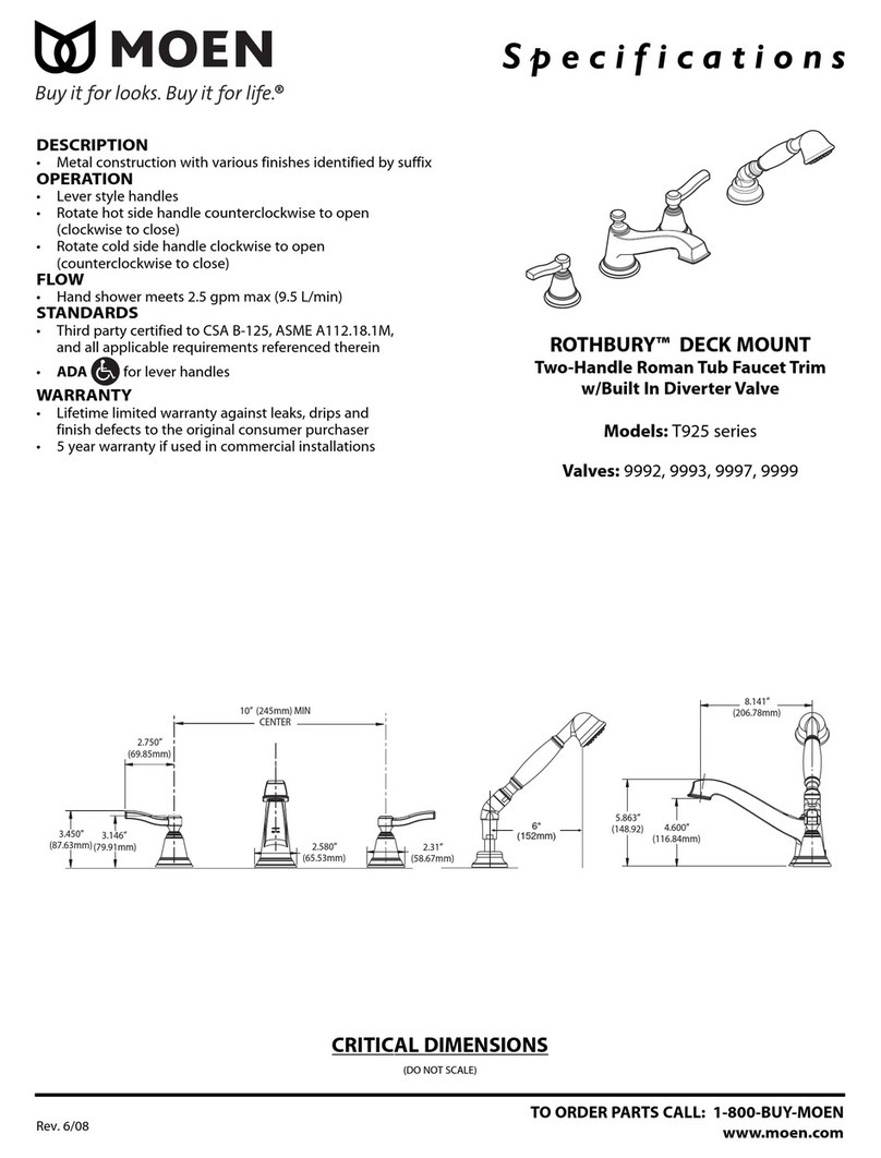 Moen 9992 Specification sheet