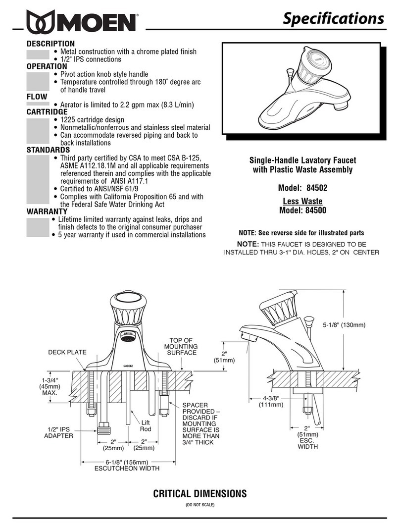 Moen 84502 Specifications