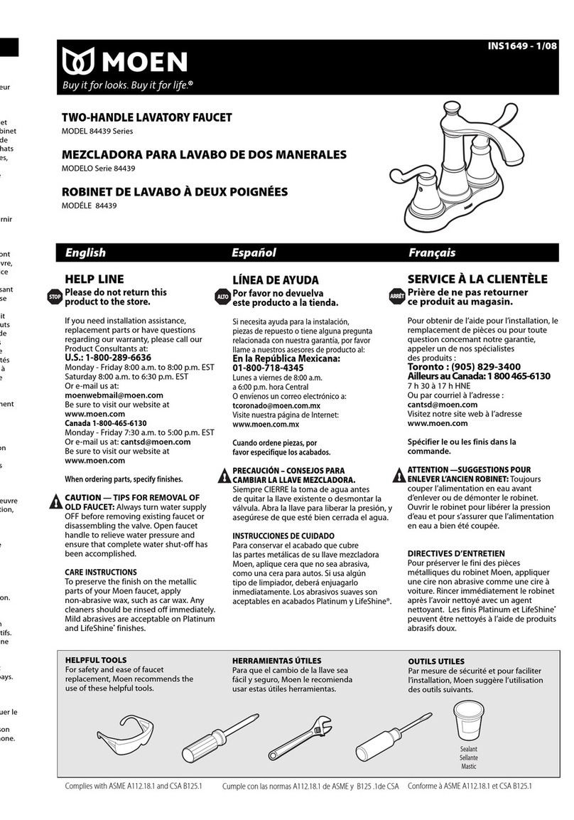 Moen 84439 Series Specifications