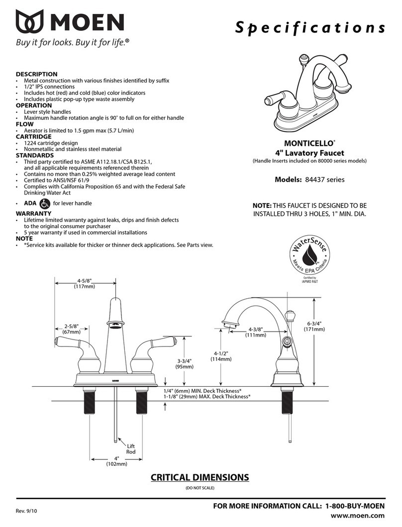 Moen MONTICELLO 84437 series Specifications