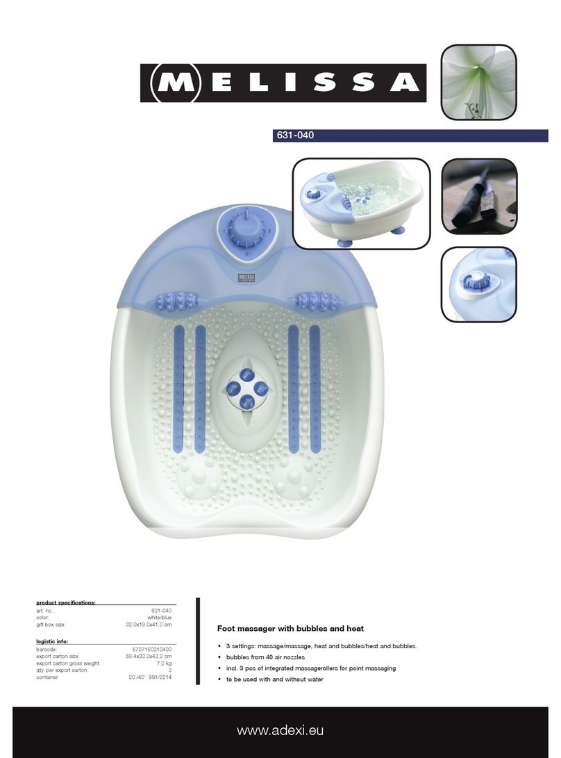 Melissa Foot Massager with Bubbles and Heat 631-040 Specification sheet Melissa Foot Massager with Bubbles and Heat 631-040 Specification sheet