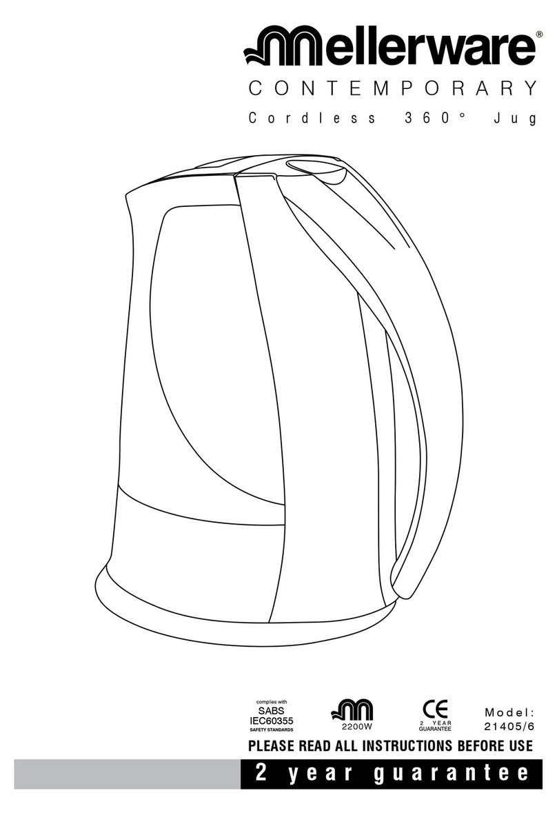 Mellerware C O N T E M P O R A R Y  C O R D L E S S 3 6 0  J U G... instructions