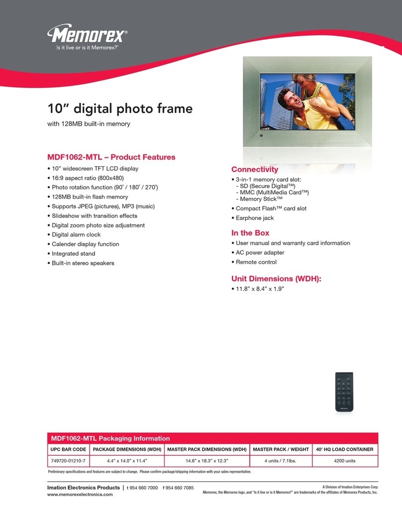 Memorex MDF1062-MTL - Digital Photo Frame Owner's manual