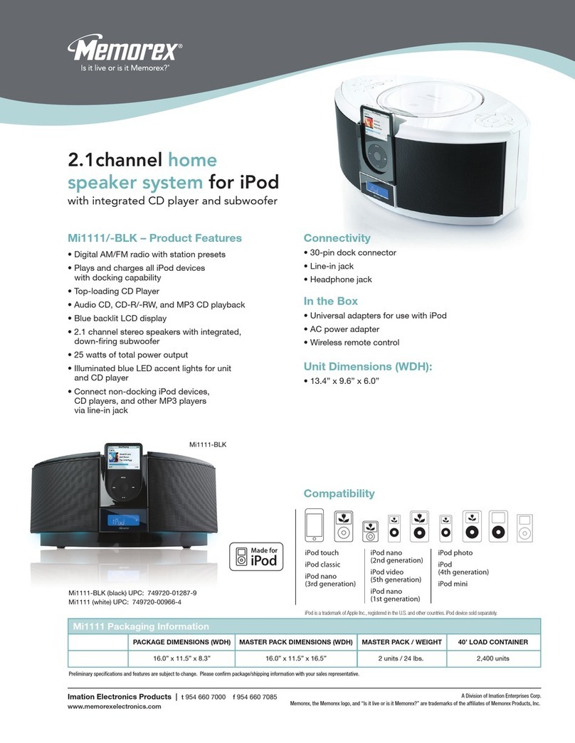 Memorex Mi1111-BLK - Home Audio System Specifications