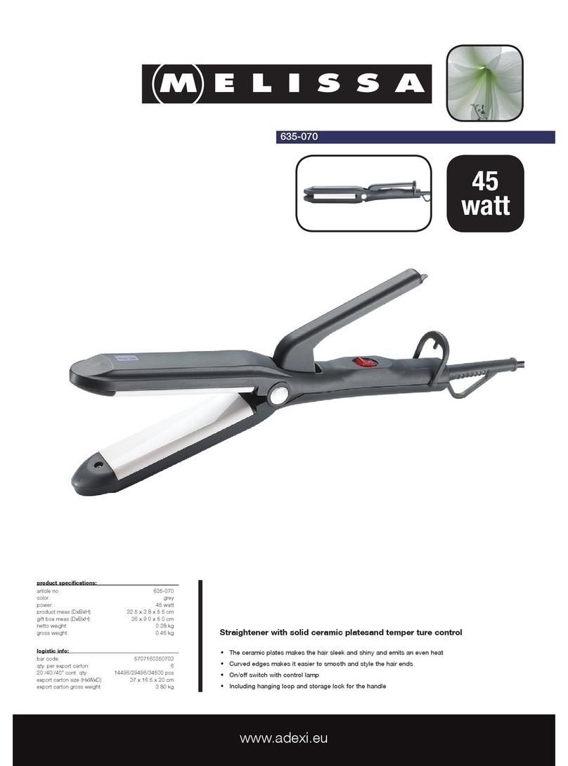 Melissa Straightener with Solid Ceramic Plates and Temperture Control... Specifications