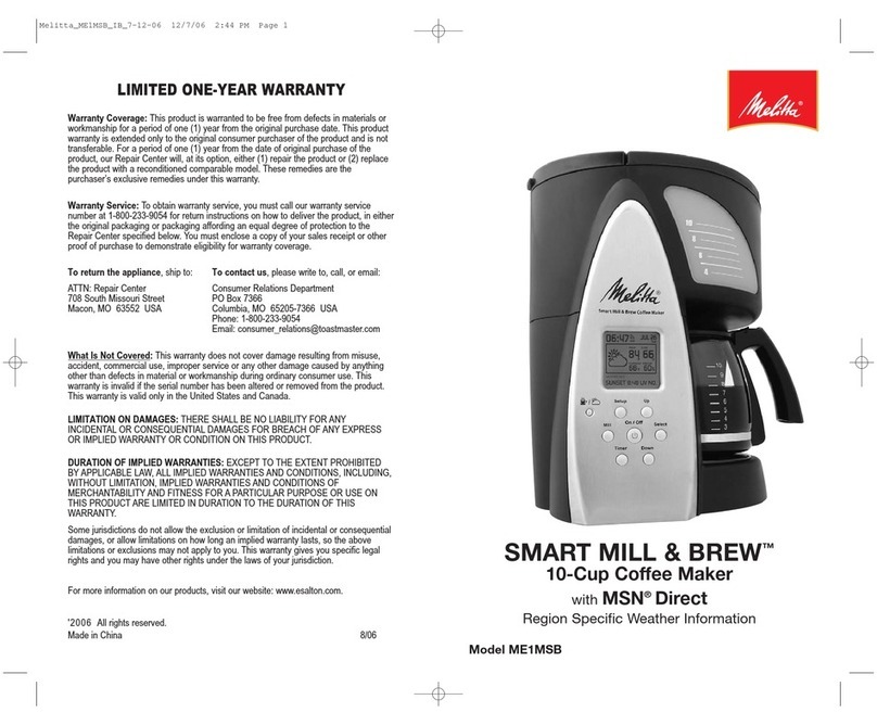 Melitta ME1MSB owner's manual