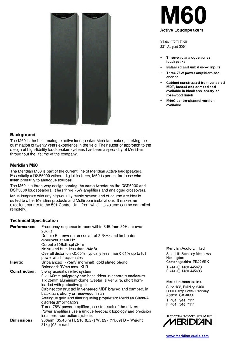 Meridian M60 Specification sheet
