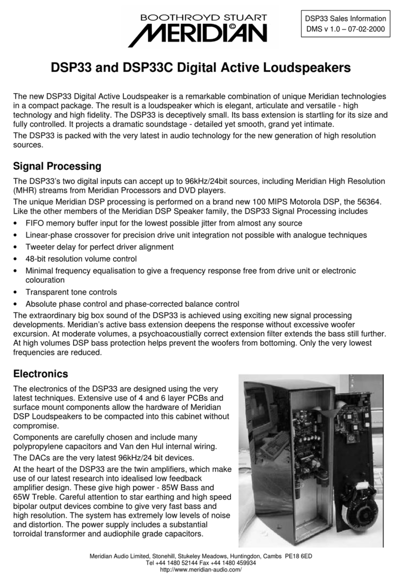 Meridian DSP33 Specification sheet