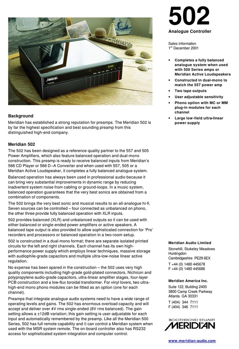 Meridian Analogue Controller 502 Technical specifications