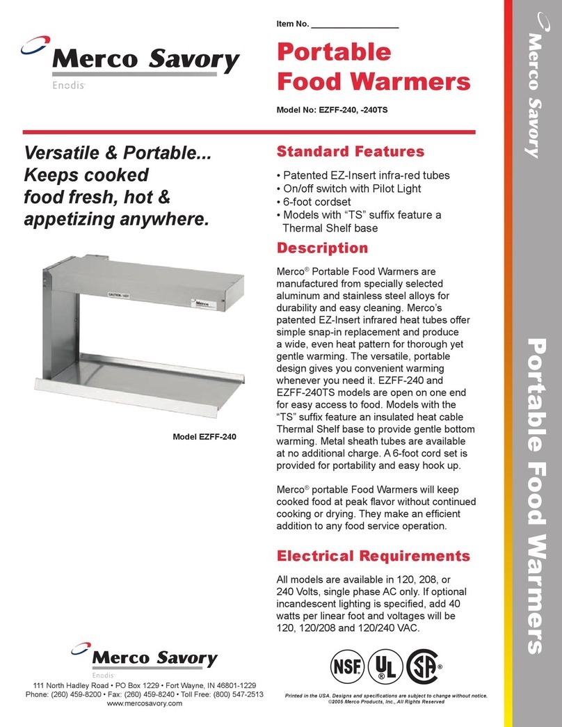 Merco Portable Food Wamers EZFF-240 Specifications