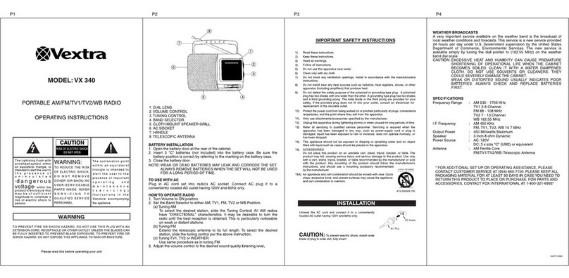 Vextra VX 340 operating instructions