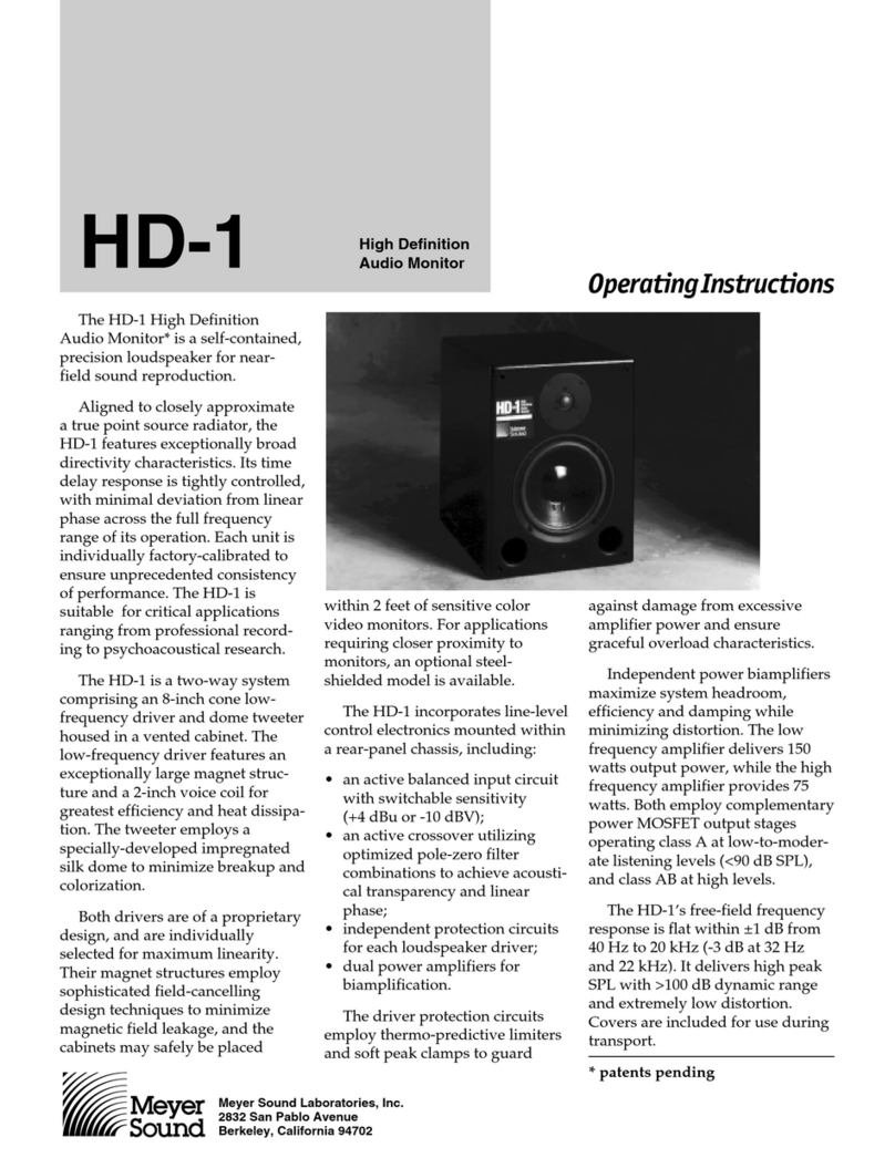 Meyer Sound HIGH DEFINITION AUDIO MONITOR HD-1 User manual