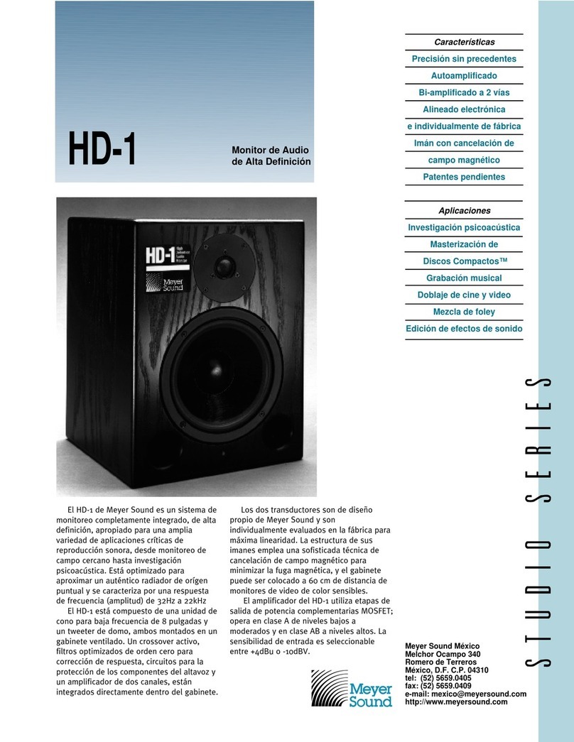 Meyer Sound HIGH DEFINITION AUDIO MONITOR HD-1 Especificaciones