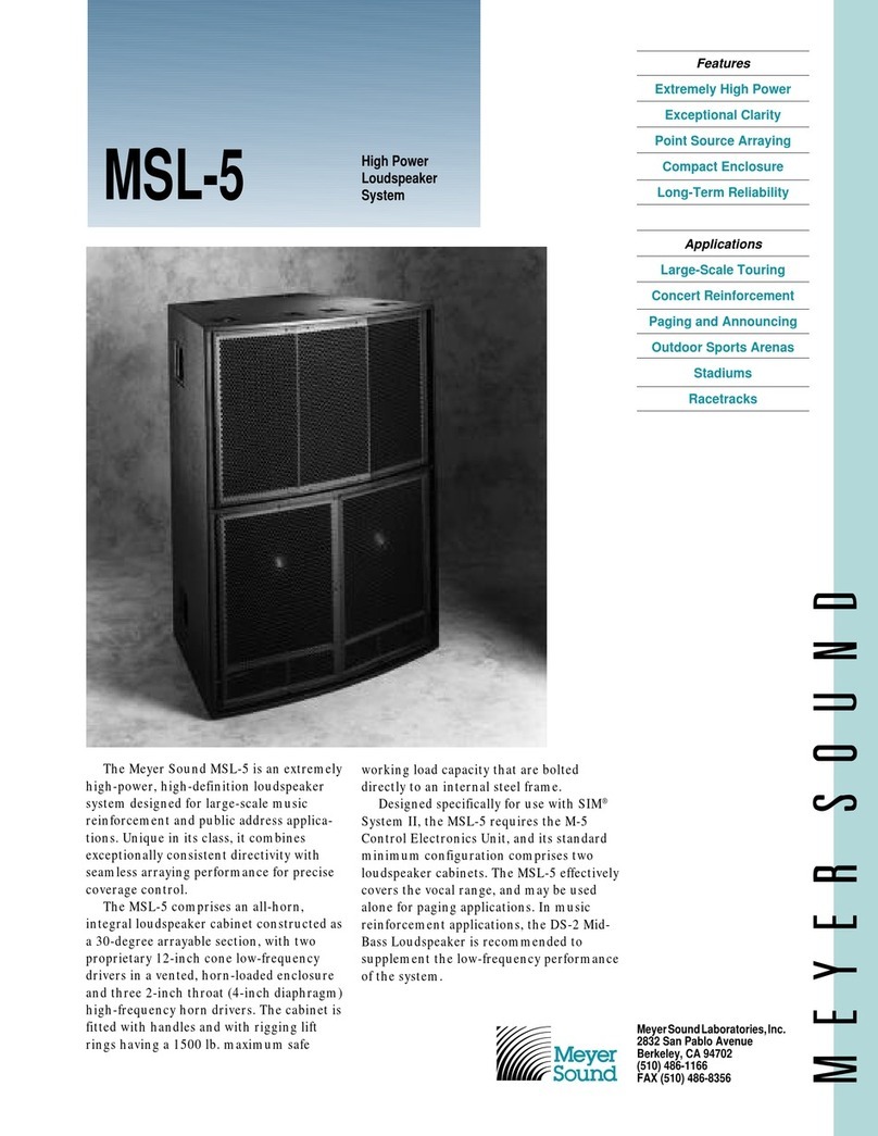 Meyer Sound Loudspeaker MSL-5 User manual