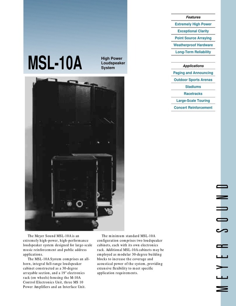 Meyer Sound Loudspeaker MSL-10A Specifications