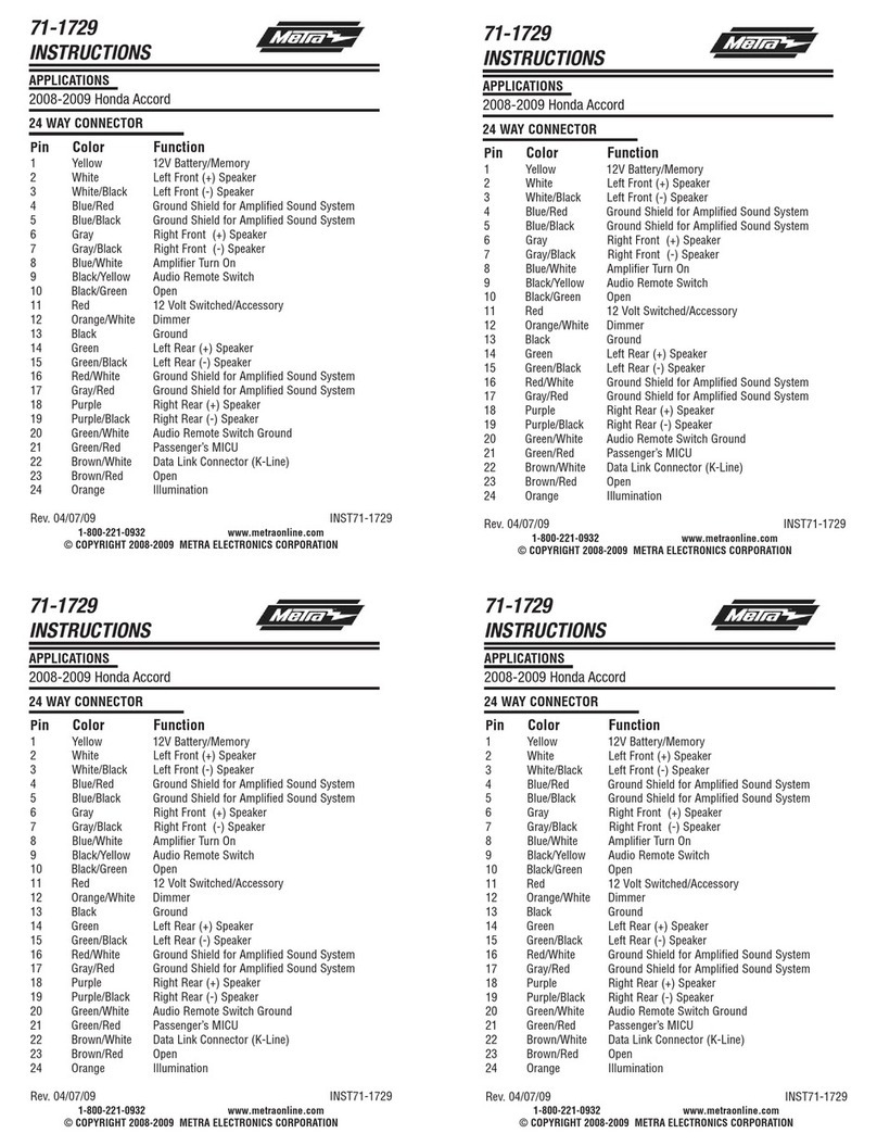 Metra Electronics 71-1729 Connection instruction