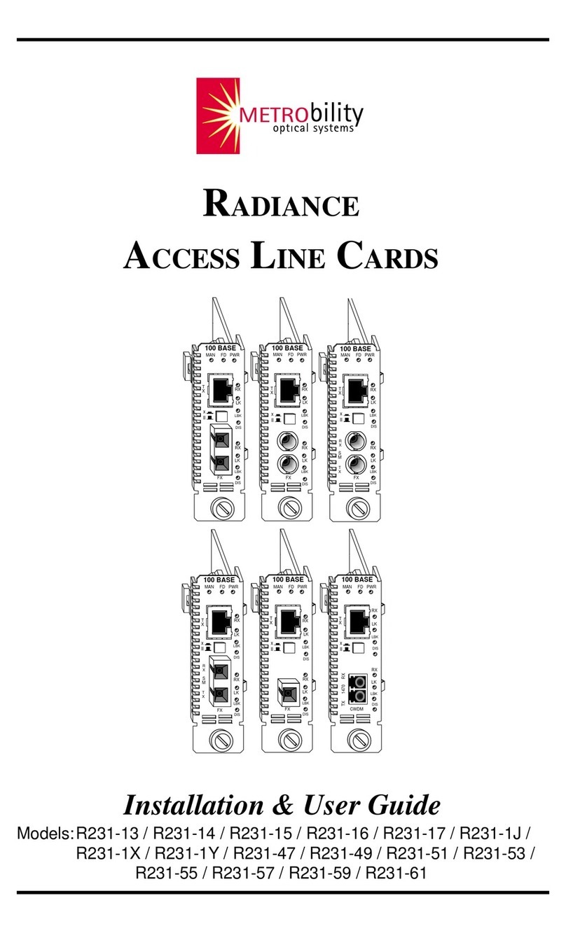 METRObility Optical Systems RADIANCE R231-13 Installation and user guide METRObility Optical Systems RADIANCE R231-13 Installation and user guide