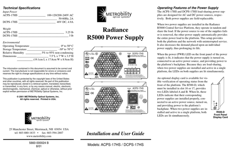 METRObility Optical Systems ACPS-17HS Installation and user guide