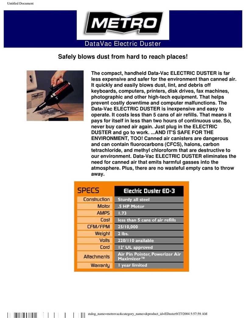 Metro DataVac ED-3 Specification sheet