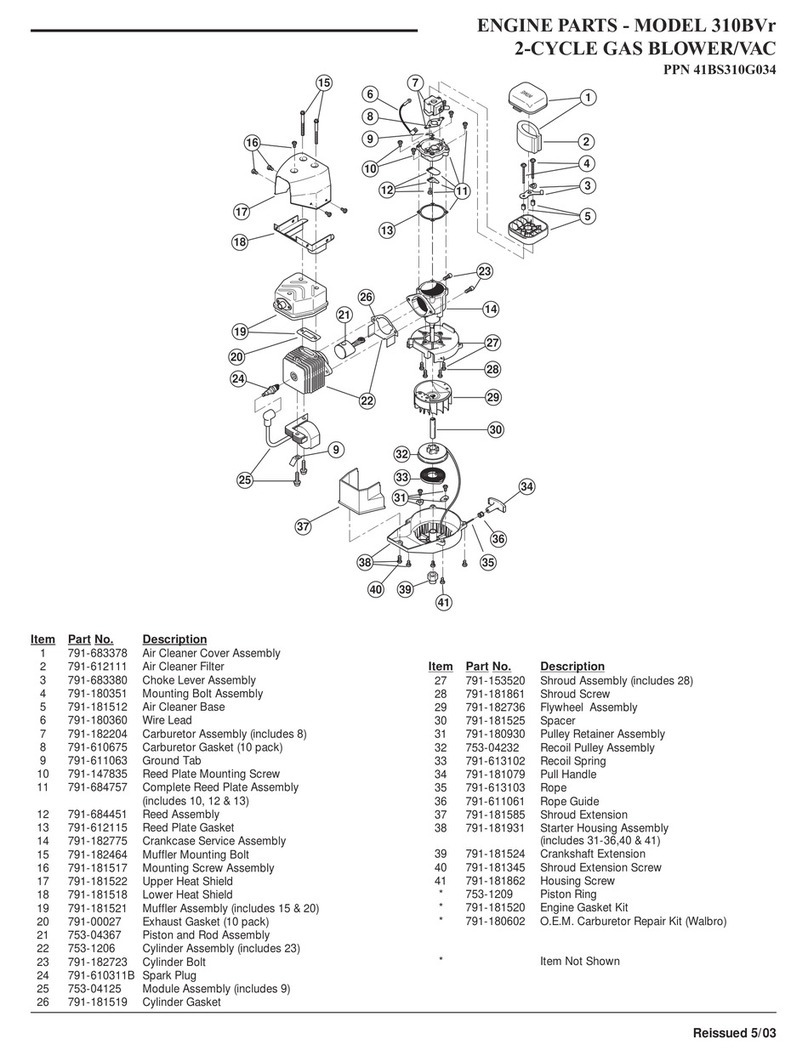 MTD 310BVr parts list