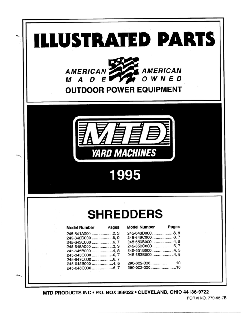 MTD Shredder 770-95-7B Illustrate parts list