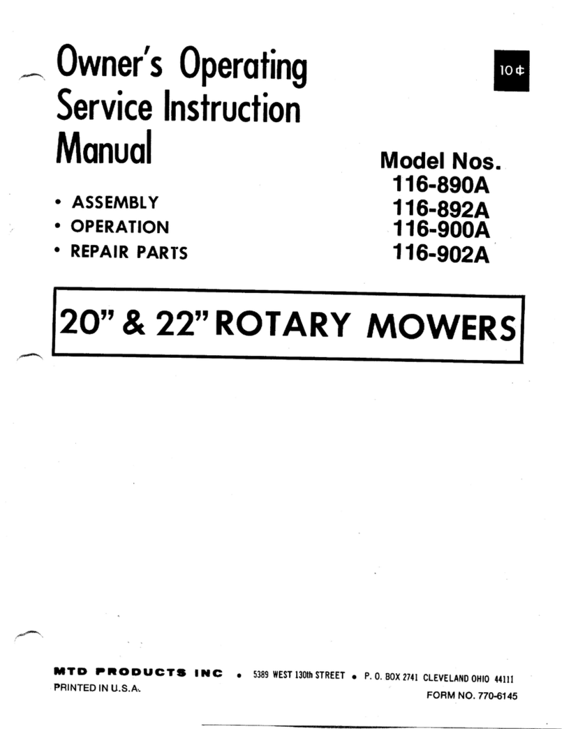 MTD 116-890A Owner's operating service instruction manual