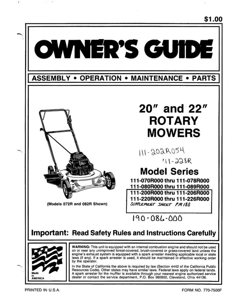 MTD 111-080R000 THRU 111-089R000 owner's guide